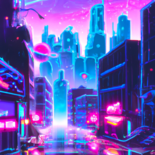 Cyberpunk neon city landscape
